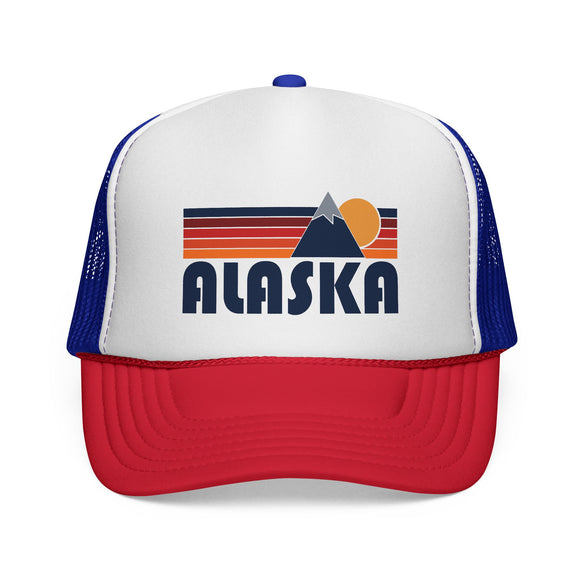 Alaska Retro Mountains Trucker Hat - Vintage Style Alaska Cap