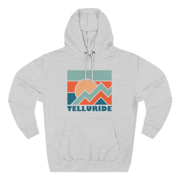 Buy heather-grey Telluride, Colorado Hoodie - Retro Mountain Unisex Sweatshirt
