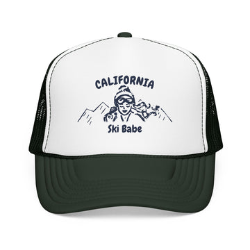 Buy dark-green-white-dark-green California Ski Babe Trucker Hat — Foam Mesh Cap