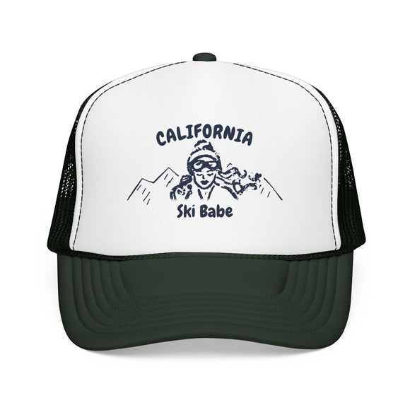 California Ski Babe Trucker Hat — Foam Mesh Cap