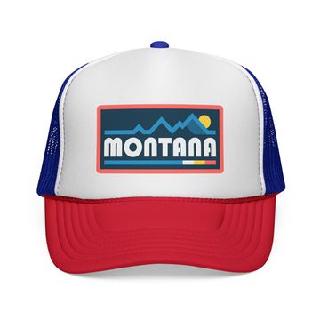 Montana Retro Mountains Trucker Hat - Vintage Style Montana Cap