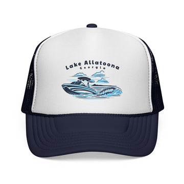Buy dark-navy Lake Allatoona, Georgia Wakeboard Boat Trucker Hat