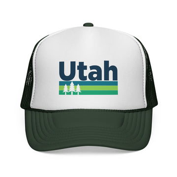 Buy dark-green Utah Retro Trees Trucker Hat - Vintage Style Utah Cap