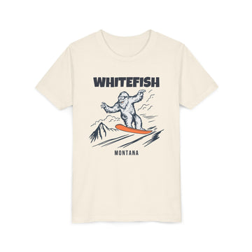Whitefish, Montana Yeti Snowboard Youth Tee - Kids Skiing Shirt