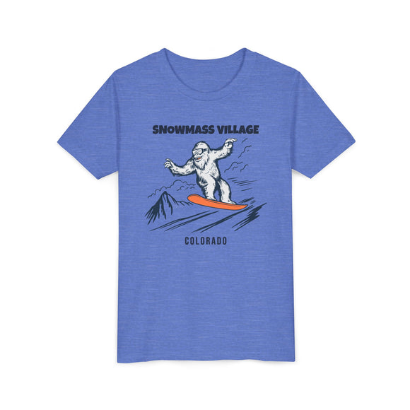 Snowmass Village, Colorado Yeti Snowboard Youth Tee - Kids Skiing Shirt