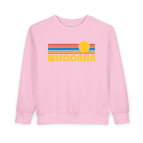 Wisconsin Toddler Sweatshirt - Retro Sun Wisconsin Toddler Crewneck Sweatshirt