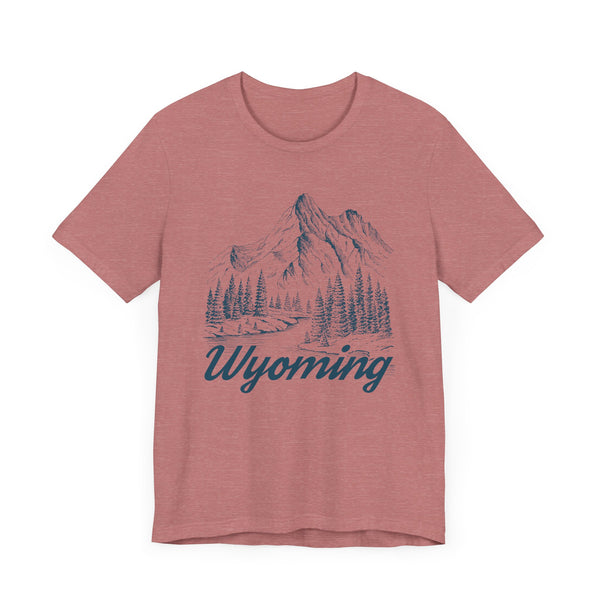 Wyoming Graphic Tee - Mountain Illustration Wyoming T Shirt