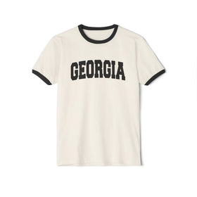 Georgia Cotton Ringer Graphic Tee - Unisex Georgia T Shirt, Vintage Style Tee, Men's/Women's Tee - 0