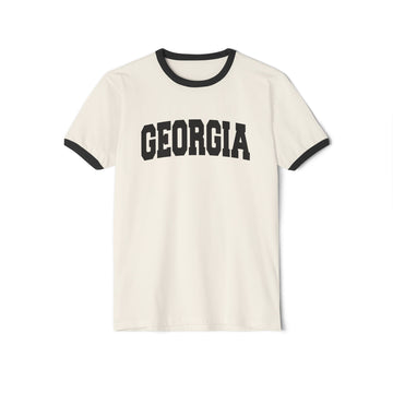 Georgia Cotton Ringer Graphic Tee - Unisex Georgia T Shirt, Vintage Style Tee, Men's/Women's Tee - 0