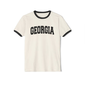 Georgia Cotton Ringer Graphic Tee - Unisex Georgia T Shirt, Vintage Style Tee, Men's/Women's Tee