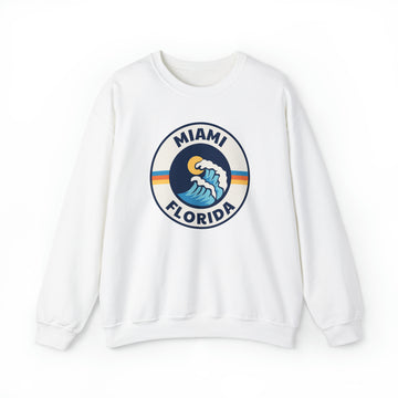 Miami, Florida Sweatshirt - Unisex Crewneck Miami Sweatshirt - Wave Circle