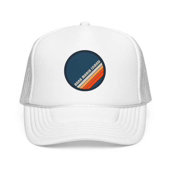 Anna Maria Island, Florida Retro Trucker Hat — Vintage Striped Foam Cap