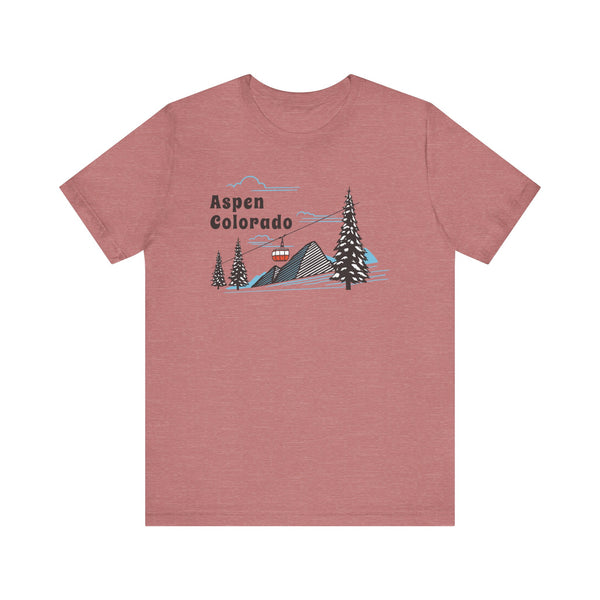 Aspen, Colorado T-Shirt - Retro Ski Mountain Gondola Unisex Aspen Shirt