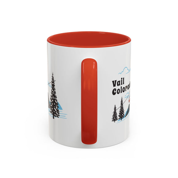 Vail, Colorado Retro Snow Skiing Mountain 11 oz Mug, Ski Lodge Decor Coffee Cup, Mountain Gondola  Lover Gift, Retro Skiing Mug