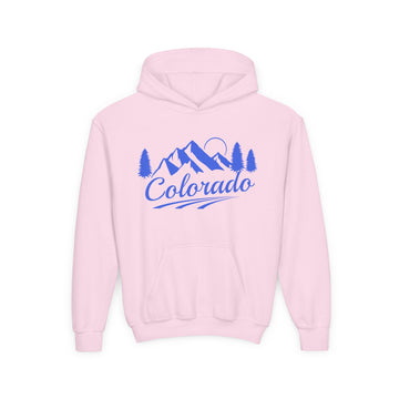 Buy light-pink Retro Colorado Youth Hoodie - Mountain Colorado Kids Sweatshirt, Cute Colorado Children's Pullover, Vintage Youth Heavy Blend Hoody, Child's