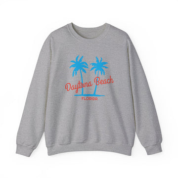 Buy sport-grey Daytona Beach, Florida Sweatshirt - Unisex Crewneck Daytona Beach Sweatshirt - Palm Script