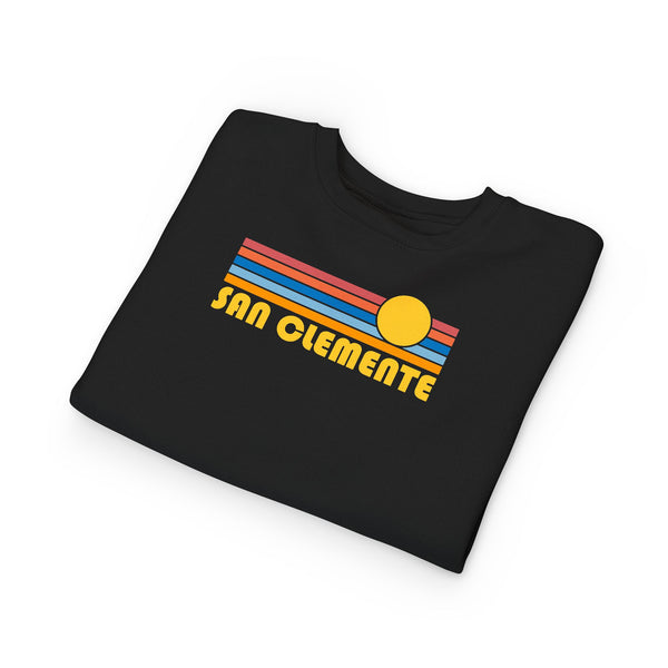 San Clemente, California Toddler Sweatshirt - Retro Sun San Clemente Toddler Crewneck Sweatshirt