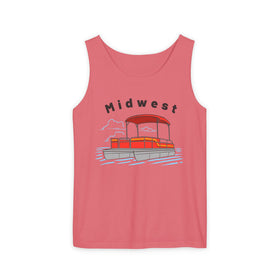Buy watermelon Midwest Tank Top Unisex - Pontoon Boat - Comfort Colors - 100% Cotton
