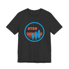 Buy dark-grey-heather Utah T Shirt - Retro Trees Utah Tee