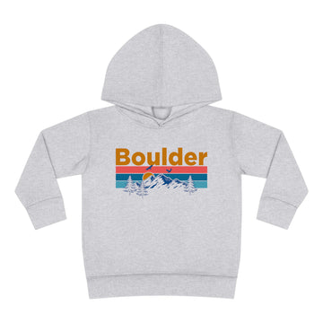 Boulder Toddler Hoodie - Retro Mountain Sun Unisex Boulder Toddler Sweatshirt - 0