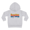 Boulder Toddler Hoodie - Retro Mountain Sun Unisex Boulder Toddler Sweatshirt