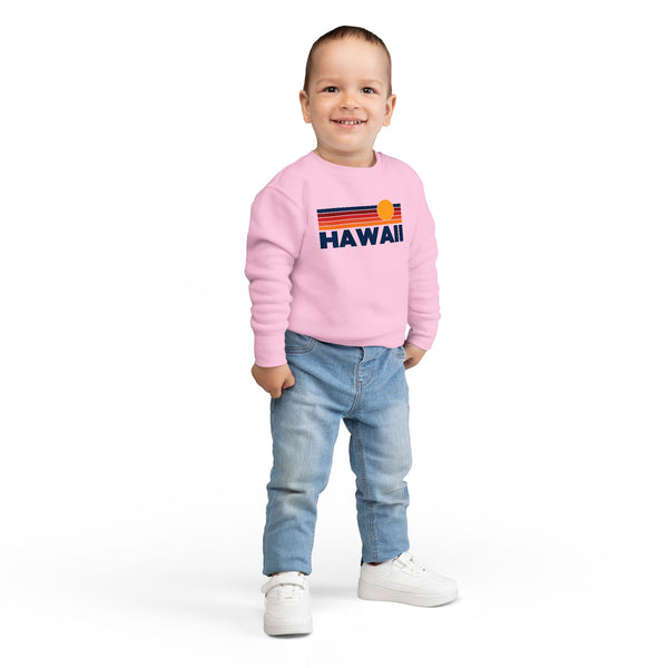 Hawaii Toddler Sweatshirt - Retro Sun Hawaii Toddler Crewneck Sweatshirt