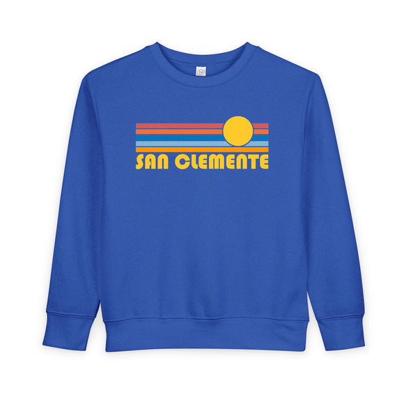 San Clemente, California Toddler Sweatshirt - Retro Sun San Clemente Toddler Crewneck Sweatshirt