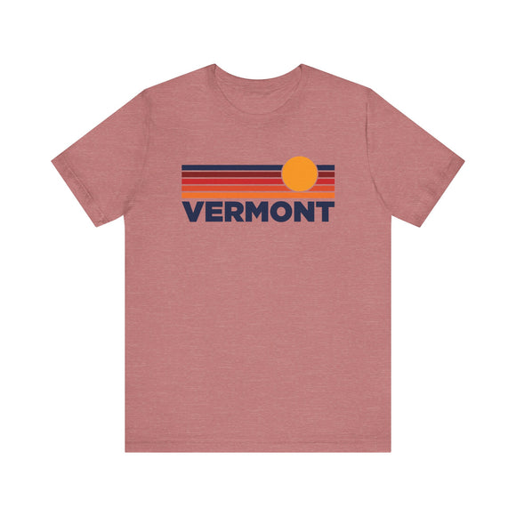 Vermont T-Shirt Retro Sun Ombre Unisex Tee, Vintage Vermont Tee, Mountain Sun Tee, Vermont Souvenir Shirt