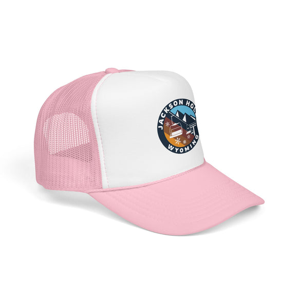 Jackson Hole, Wyoming Retro Ski Lift Mountain Foam Trucker Hat