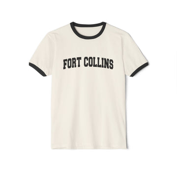 Fort Collins, Colorado Cotton Ringer Graphic Tee - Unisex Fort Collins T Shirt, Vintage Style Tee, Men's/Women's Tee - 0