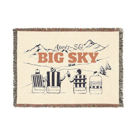 Big Sky, Montana Ski Town Throw Blanket | Mountain Woven Blanket