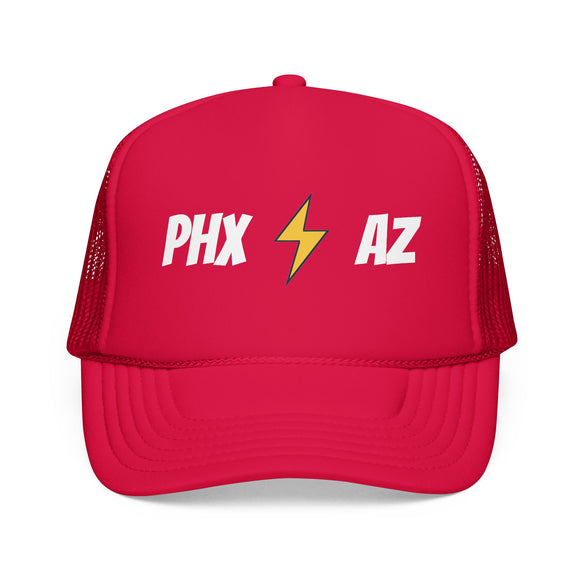 Phoenix, Arizona Retro Trucker Hat - Lightning Foam Cap - Lightning Black