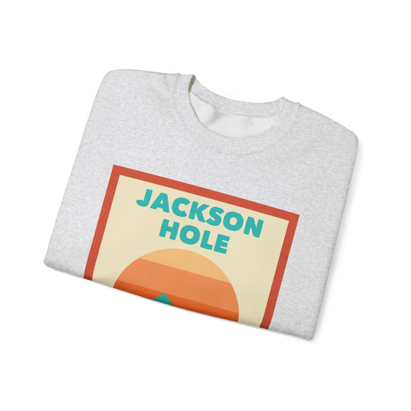 Retro Jackson Hole, Wyoming Sweatshirt, Mountain Sun Design, Unisex Crewneck, Gift for Outdoorsy Friends, Vintage Jumper