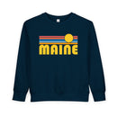 Maine Toddler Sweatshirt - Retro Sun Maine Toddler Crewneck Sweatshirt-4