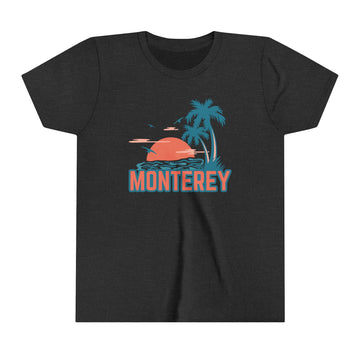 Buy dark-grey-heather Monterey, California Youth Shirt - Retro Palm Tree Monterey Kid's T-Shirt