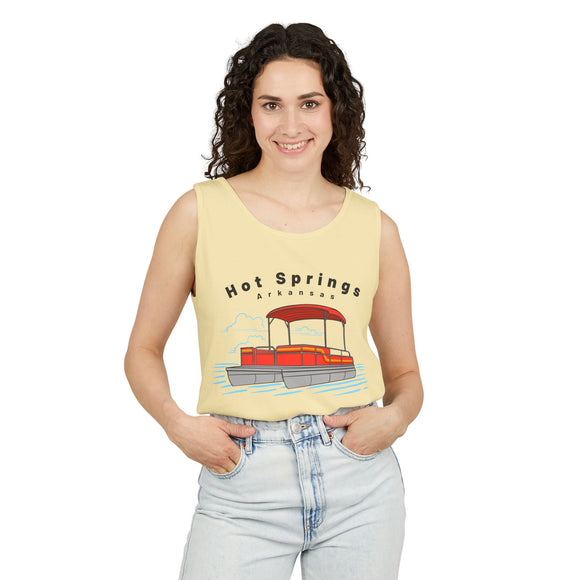 Hot Springs, Arkansas Tank Top Unisex - Pontoon Boat - Comfort Colors - 100% Cotton