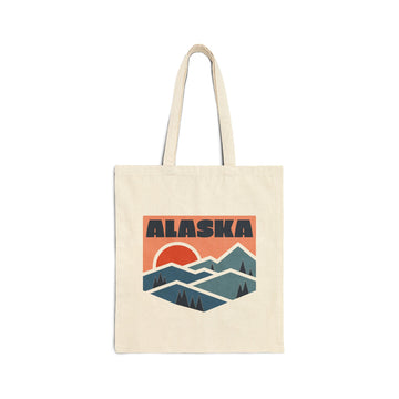 Alaska Cotton Canvas Tote Bag - 15" x 16" - Layered Mountains