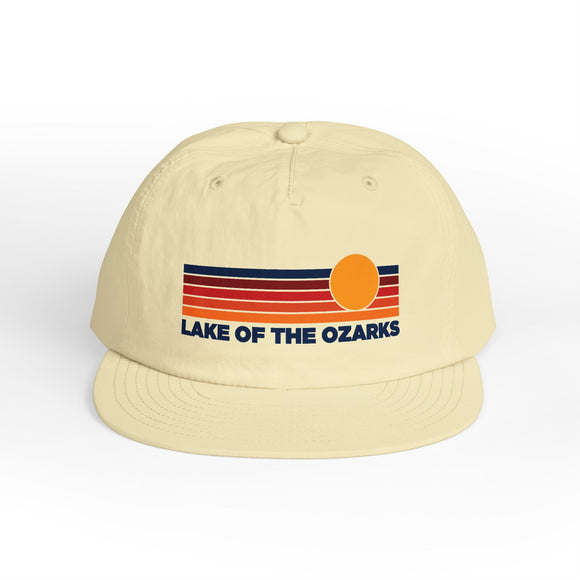 Lake of the Ozarks, Missouri retro sunset Surf Cap | vintage striped sun state hat