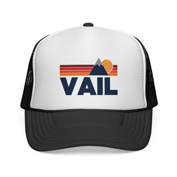 Vail, Colorado Retro Mountains Trucker Hat - Vintage Style Vail Cap - 0