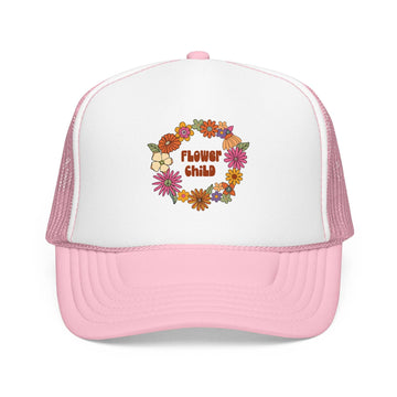 Kids Flower Child Trucker Hat Boho - Youth Snapback Cap