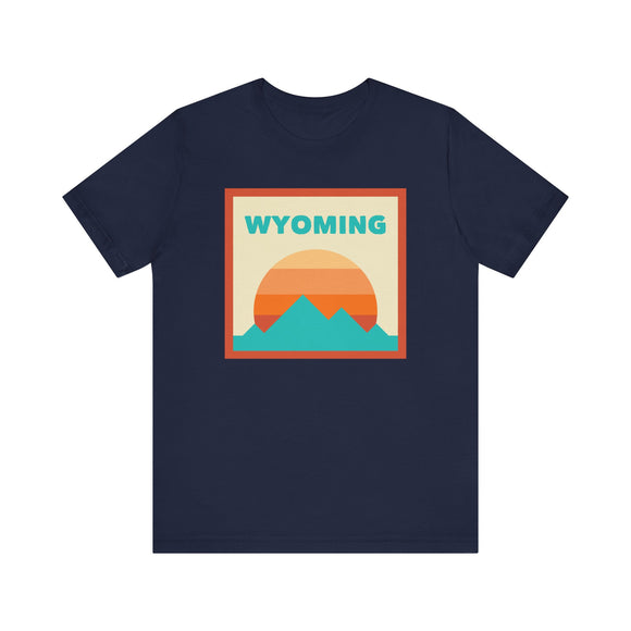 Retro Wyoming T-Shirt, Mountain Sun Tee, Unisex Graphic Shirt, Vintage Wyoming Top, Outdoor Adventure Clothing