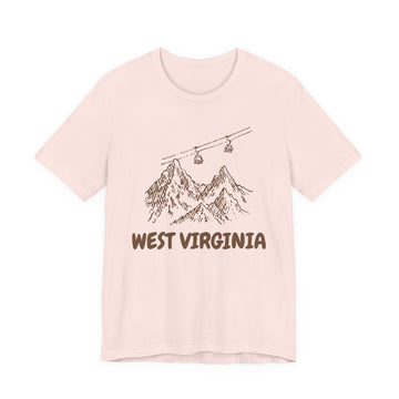 Buy soft-pink West Virginia Mountain T-Shirt — Vintage Gondola Ski Mountain Tee