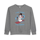 Lake Tahoe, California Toddler Sweatshirt - Skiing Snowman Lake Tahoe Toddler Crewneck Sweatshirt-2