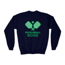 Boise, Idaho Youth Sweatshirt - Pickleball Unisex Kid's Boise Crewneck Sweatshirt-3