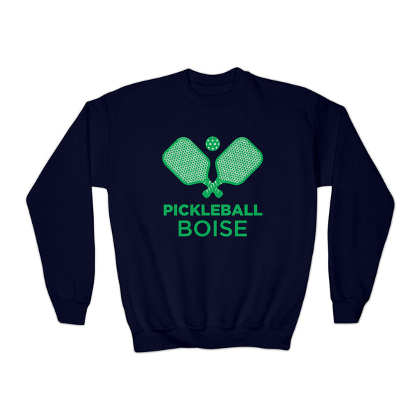 Boise, Idaho Youth Sweatshirt - Pickleball Unisex Kid's Boise Crewneck Sweatshirt