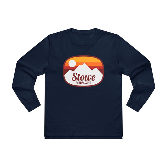 Stowe, Vermont Mens Base Long-sleeve Tee - Retro Ombre Heavy Weight Long Sleeve T-shirt