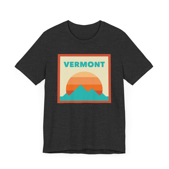 Retro Vermont T-Shirt, Mountain Sun Tee, Unisex Graphic Shirt, Vintage Vermont Top, Outdoor Adventure Clothing