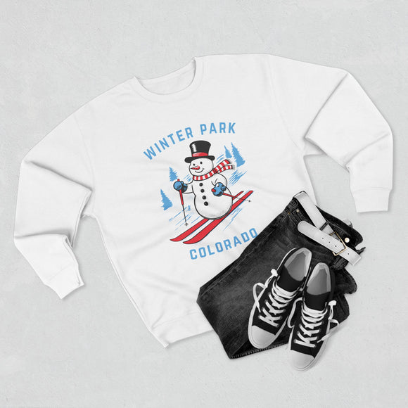 Premium Winter Park, Colorado Skiing Snowman Sweatshirt
