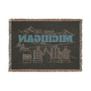 Michigan Ski Town Throw Blanket | Mountain Woven Blanket-5