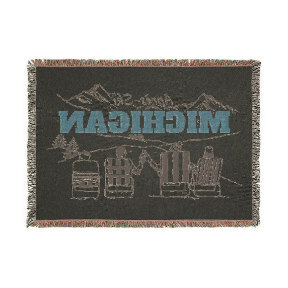 Michigan Ski Town Throw Blanket | Mountain Woven Blanket